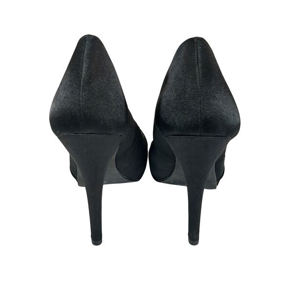 NWOT-1 SHOW! JACQUELINE FERRAR! BLACK SATIN HIDDEN PLATFORM STILETTO HEELS!SZ 8M - Picture 8 of 10